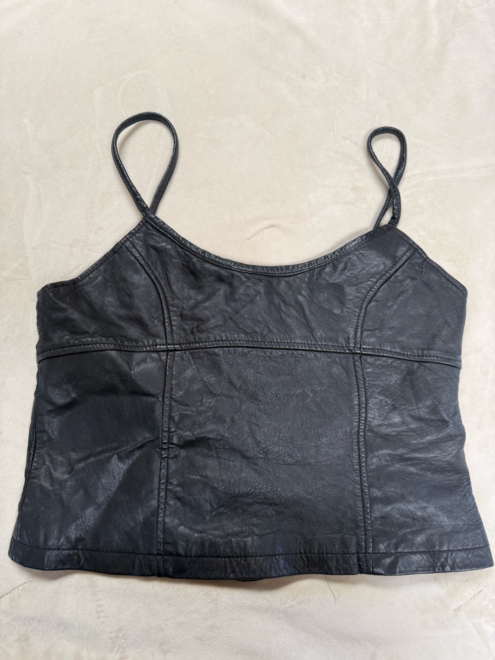 Leather tank top zip corset vintage y2K size XL